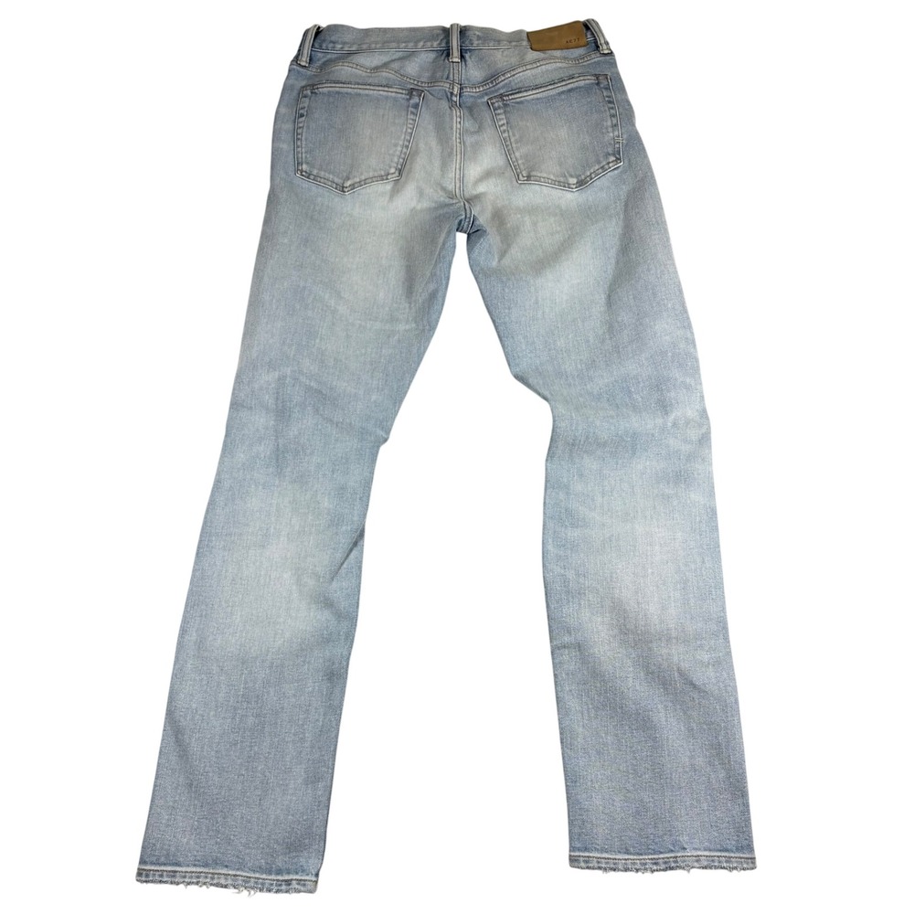 AE77 Premium Distressed Straight Leg Jeans Mens 30x32 Light Wash Button Fly - Picture 2 of 15